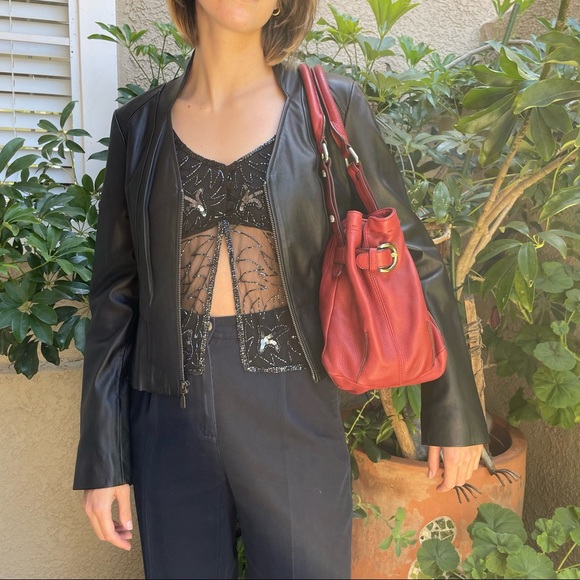 New black Nine West leather jacket